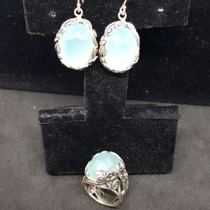 PAZ Creations Quartz Flower Ring with Earrings